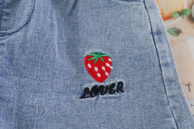 Baby Girl Clothes Sets Summer 2022 New Fashion Infant Suits Straberry Style Cotton Kids Costom 1-4 Years Child Clothing