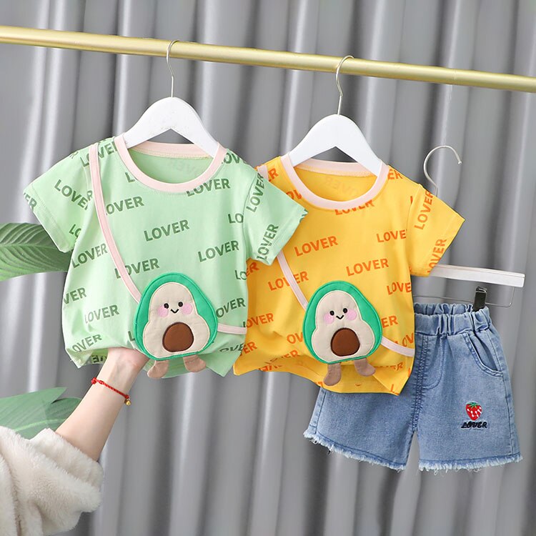 Baby Girl Clothes Sets Summer 2022 New Fashion Infant Suits Straberry Style Cotton Kids Costom 1-4 Years Child Clothing