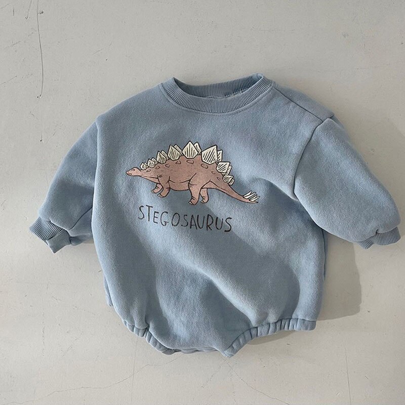 MILANCEL Baby Bodysuits Dinosaur One Piece Infant Boys Fleece Bodysuits