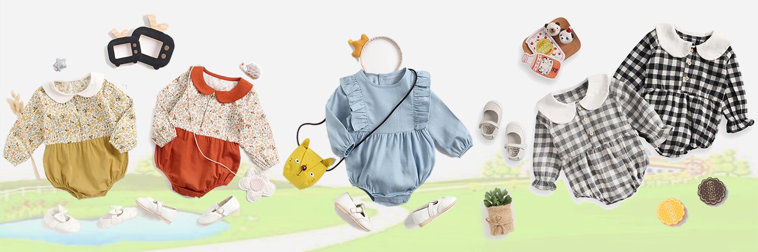 Sanlutoz Princess Newborn Baby Girl Bodysuits Long Sleeve Cotton Baby Clothes Flowers Plaid Cute