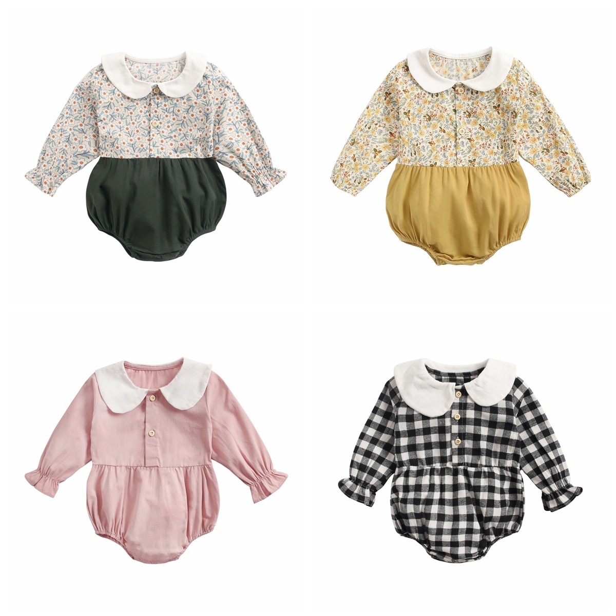 Sanlutoz Princess Newborn Baby Girl Bodysuits Long Sleeve Cotton Baby Clothes Flowers Plaid Cute Sanlutoz Princess Newborn Baby Girl Bodysuits Long Sleeve Cotton Baby Clothes Flowers Plaid Cute