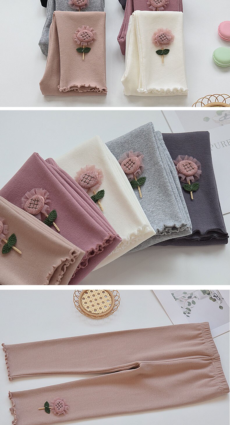 Spring Solid Kid Leggings Girl Thin Tights Sweatpants 2+y Child Casual Ankle Length Pants Autumn Toddler Skinny Cropped Trousers