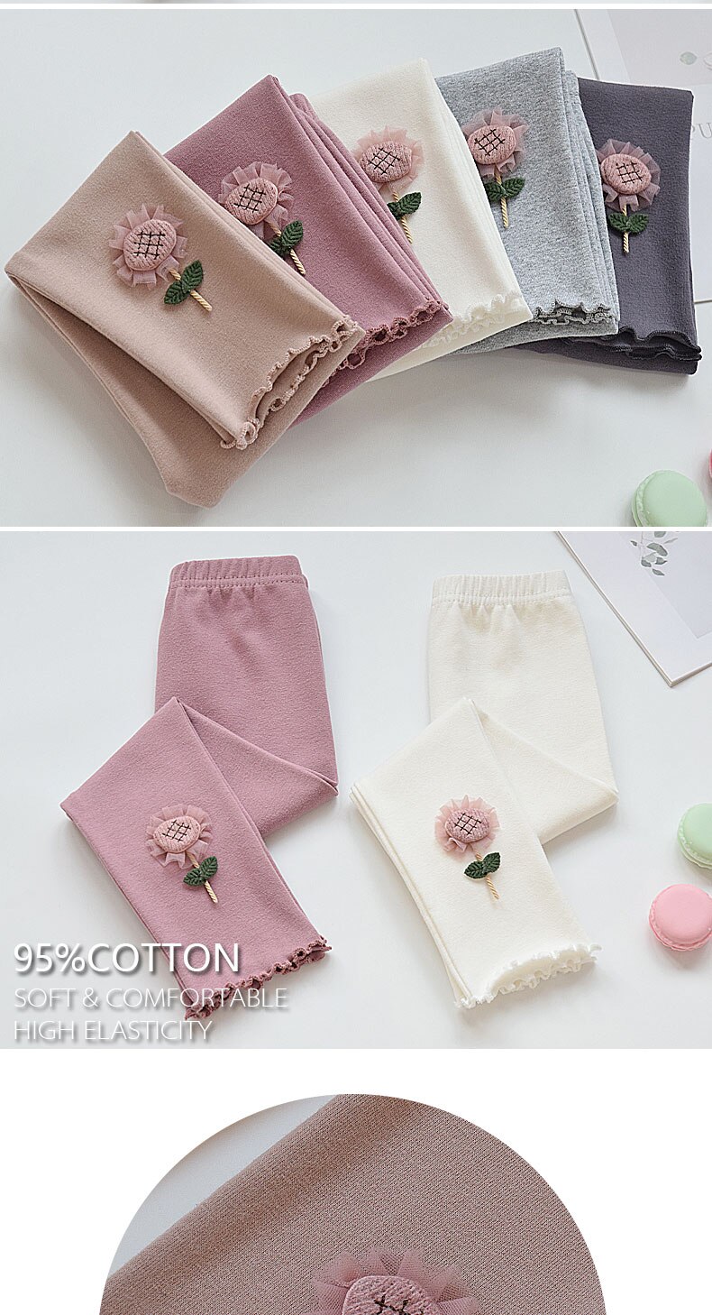 Spring Solid Kid Leggings Girl Thin Tights Sweatpants 2+y Child Casual Ankle Length Pants Autumn Toddler Skinny Cropped Trousers