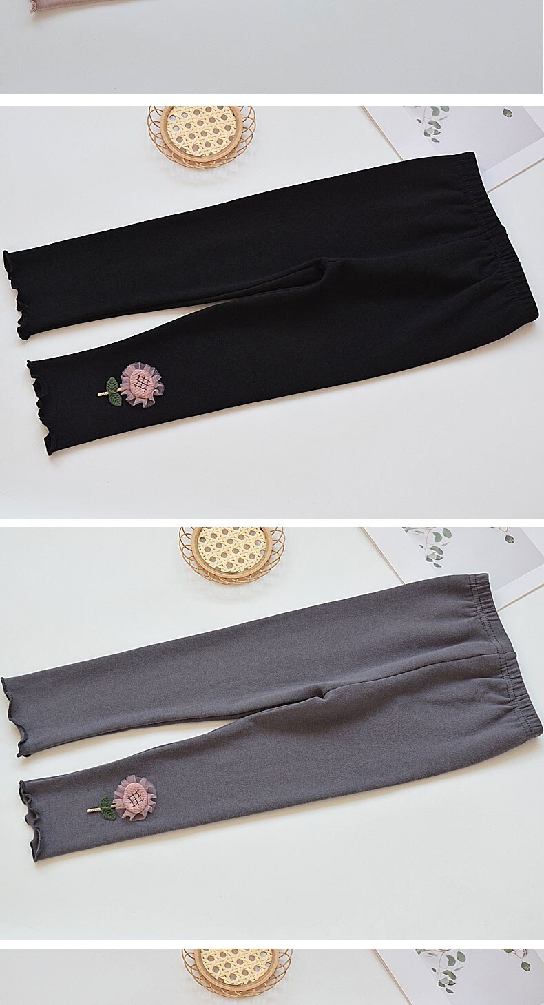 Spring Solid Kid Leggings Girl Thin Tights Sweatpants 2+y Child Casual Ankle Length Pants Autumn Toddler Skinny Cropped Trousers