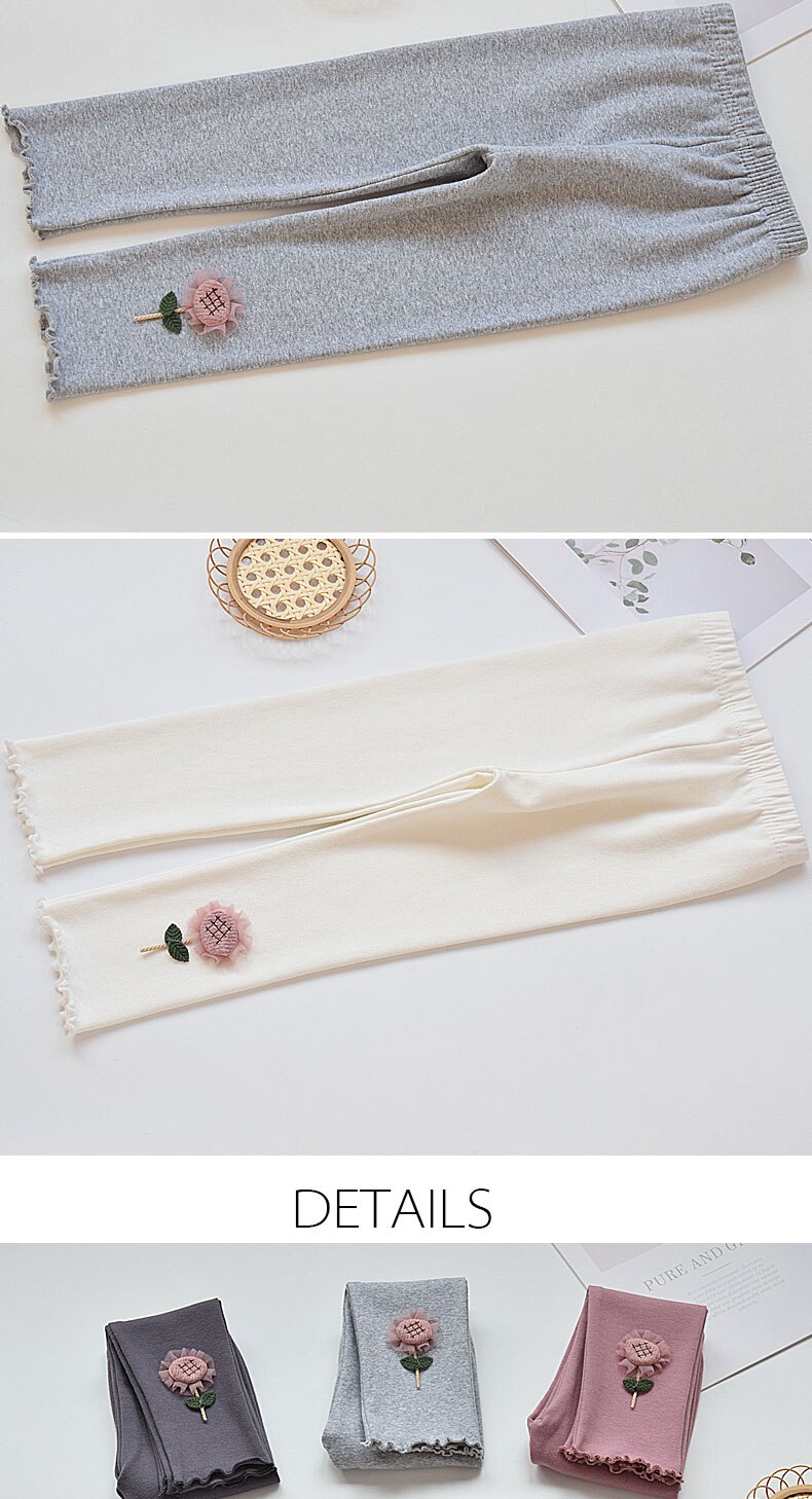 Spring Solid Kid Leggings Girl Thin Tights Sweatpants 2+y Child Casual Ankle Length Pants Autumn Toddler Skinny Cropped Trousers