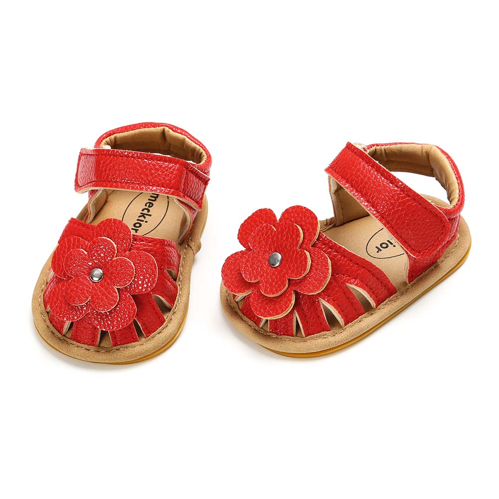 KIDSUN Baby Sandals Flower Graden Park Summer Outdoor Hook-Loop Flat Rubber Sole Anti-slip Toddler First Walkers Infant Shoes