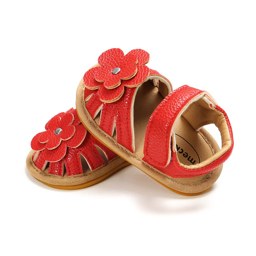 KIDSUN Baby Sandals Flower Graden Park Summer Outdoor Hook-Loop Flat Rubber Sole Anti-slip Toddler First Walkers Infant Shoes