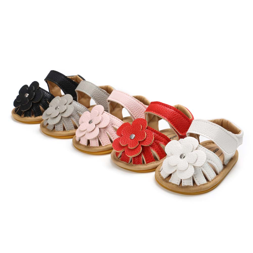 KIDSUN Baby Sandals Flower Graden Park Summer Outdoor Hook-Loop Flat Rubber Sole Anti-slip Toddler First Walkers Infant Shoes