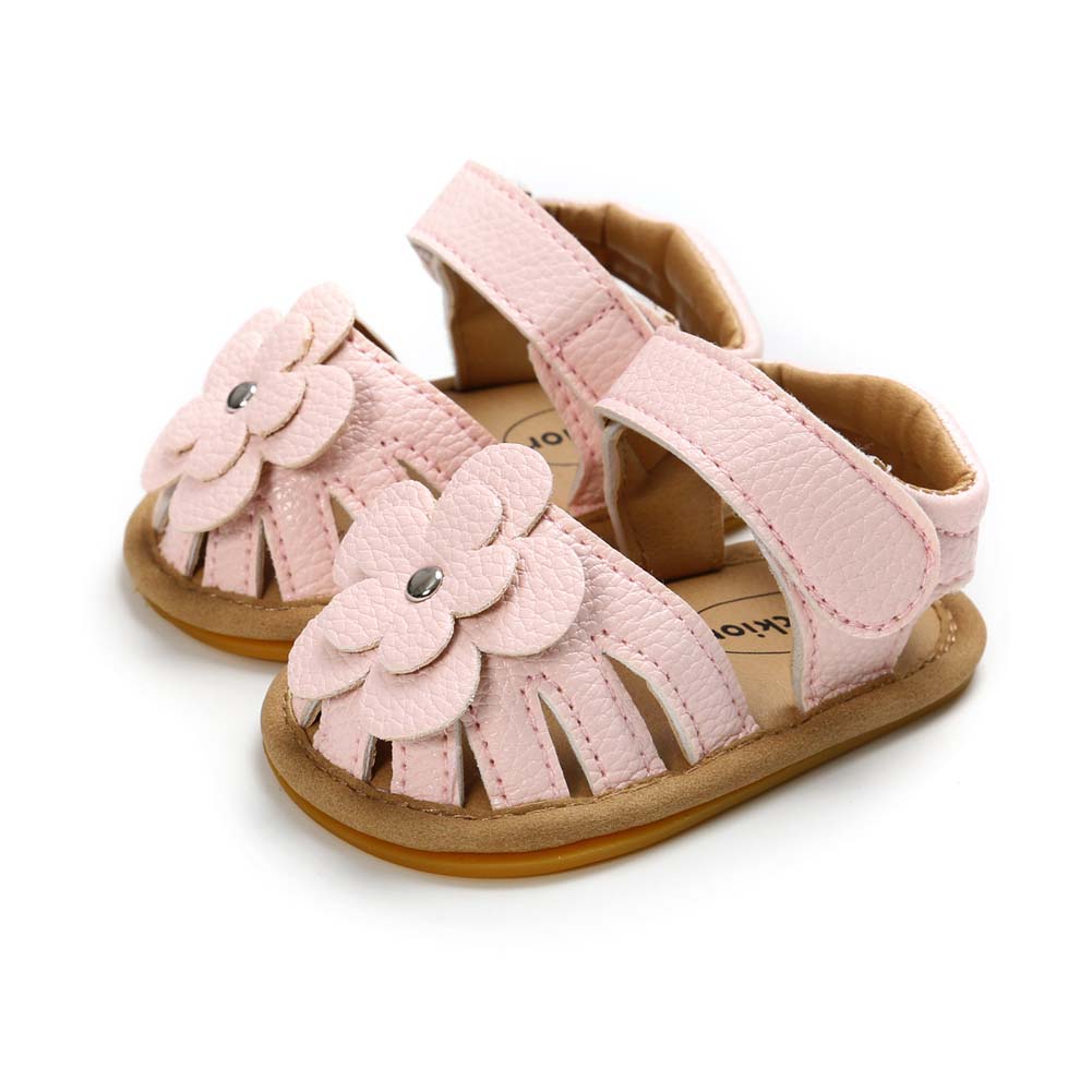 KIDSUN Baby Sandals Flower Graden Park Summer Outdoor Hook-Loop Flat Rubber Sole Anti-slip Toddler First Walkers Infant Shoes