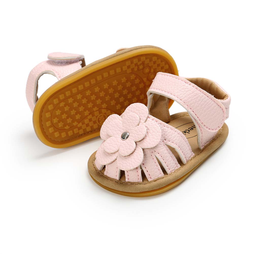 KIDSUN Baby Sandals Flower Graden Park Summer Outdoor Hook-Loop Flat Rubber Sole Anti-slip Toddler First Walkers Infant Shoes