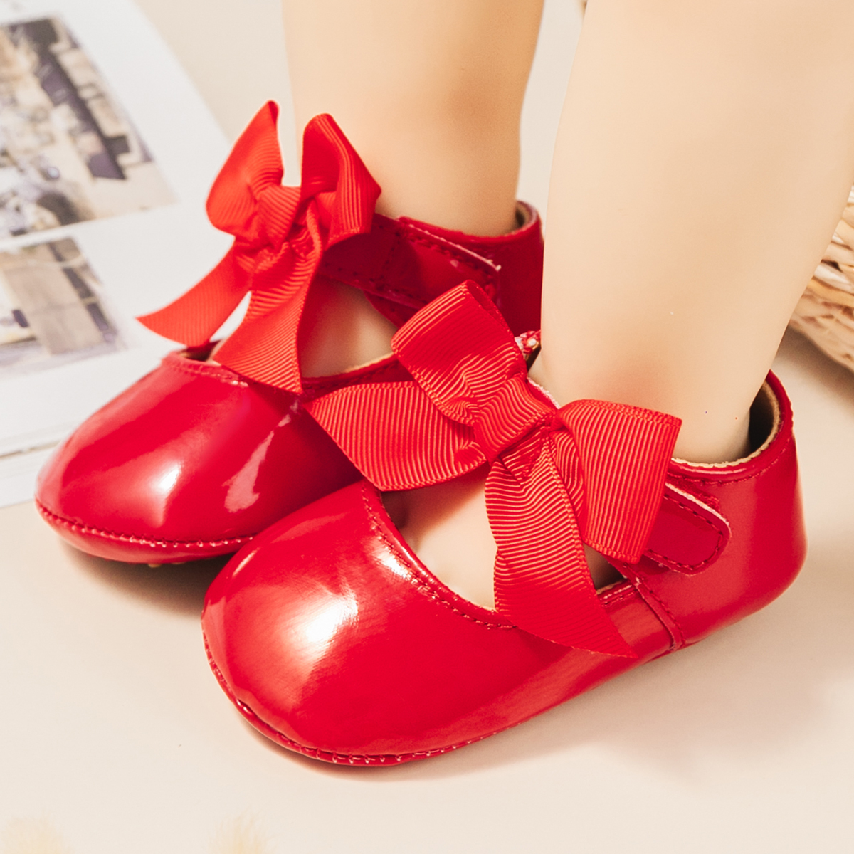 KIDSUN 2021 New Baby Girls Princess Shoes Pink Bow-knot Dress Shoes PU Leather Rubber Soft-sole Non-slip Casual Toddler Shoes