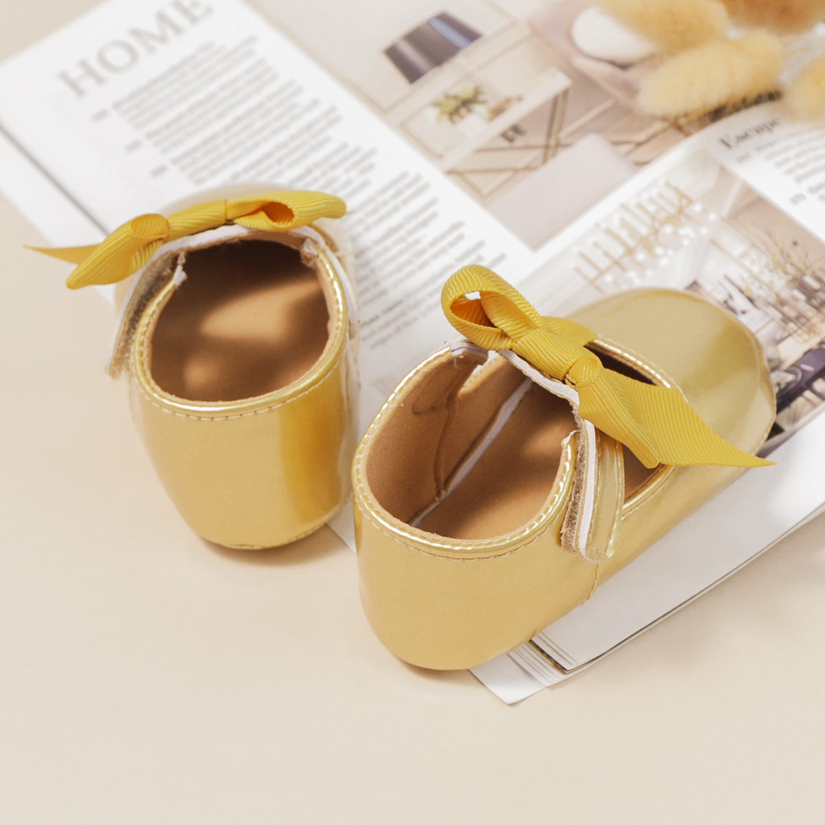 KIDSUN 2021 New Baby Girls Princess Shoes Pink Bow-knot Dress Shoes PU Leather Rubber Soft-sole Non-slip Casual Toddler Shoes