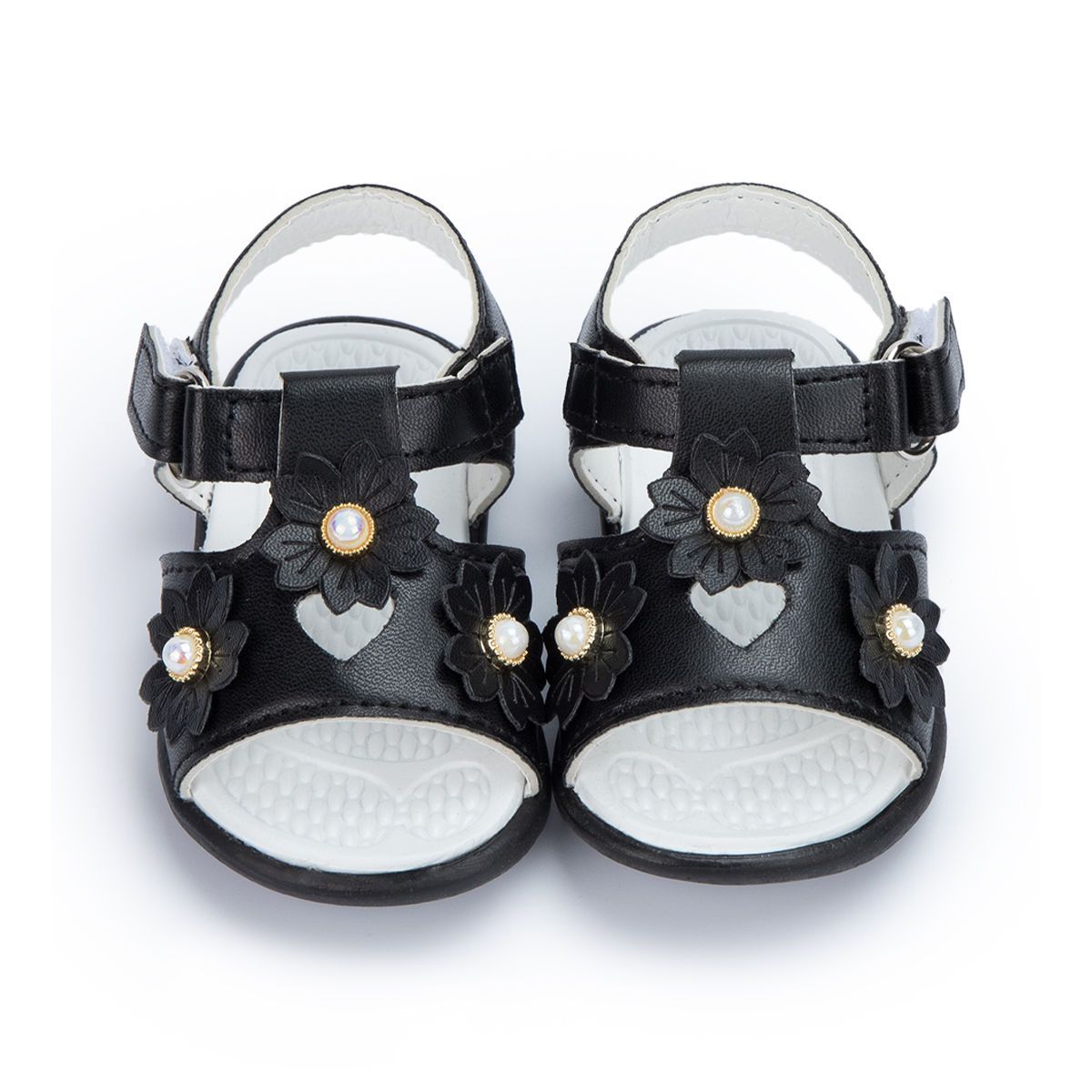 KIDSUN 2021 New Product Baby Sandals Flower Leather Rubber Sole Flat Summer Outside Infant Girl Crib Toddler First Walkers