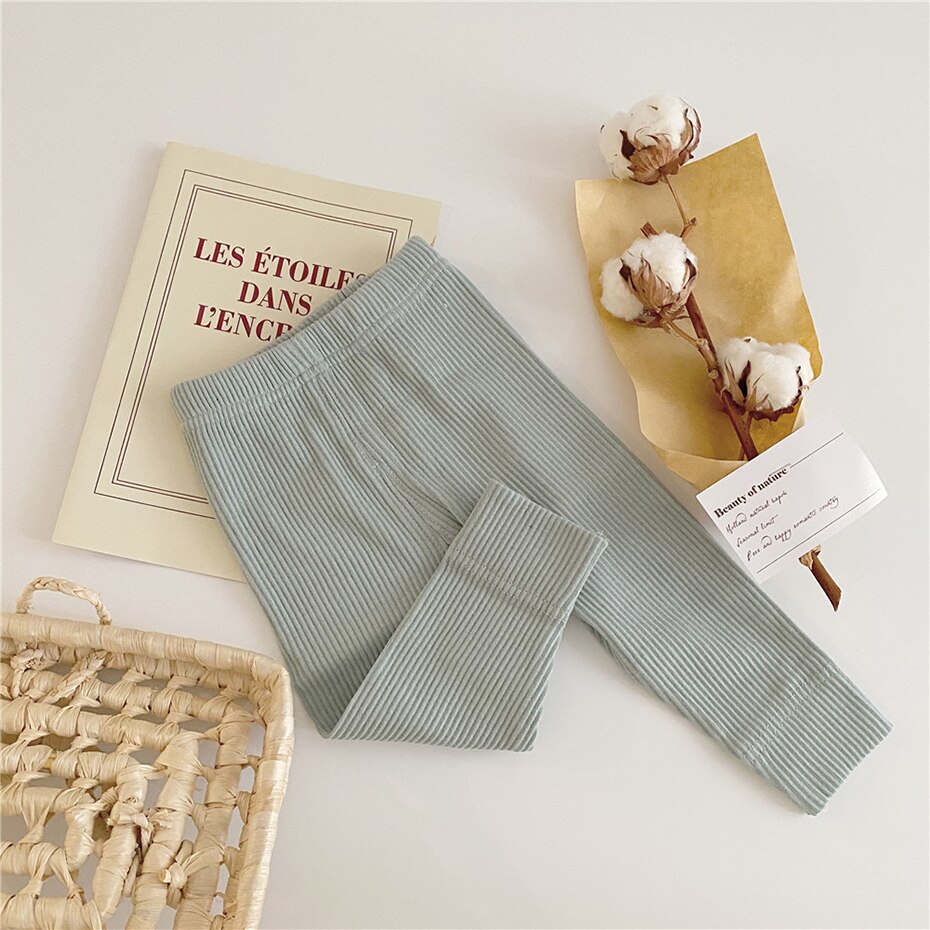 2023 Spring Baby Girl Legging Cotton Baby Boys Ribbed Leggings Striped Kids Pants Children Casual Trousers