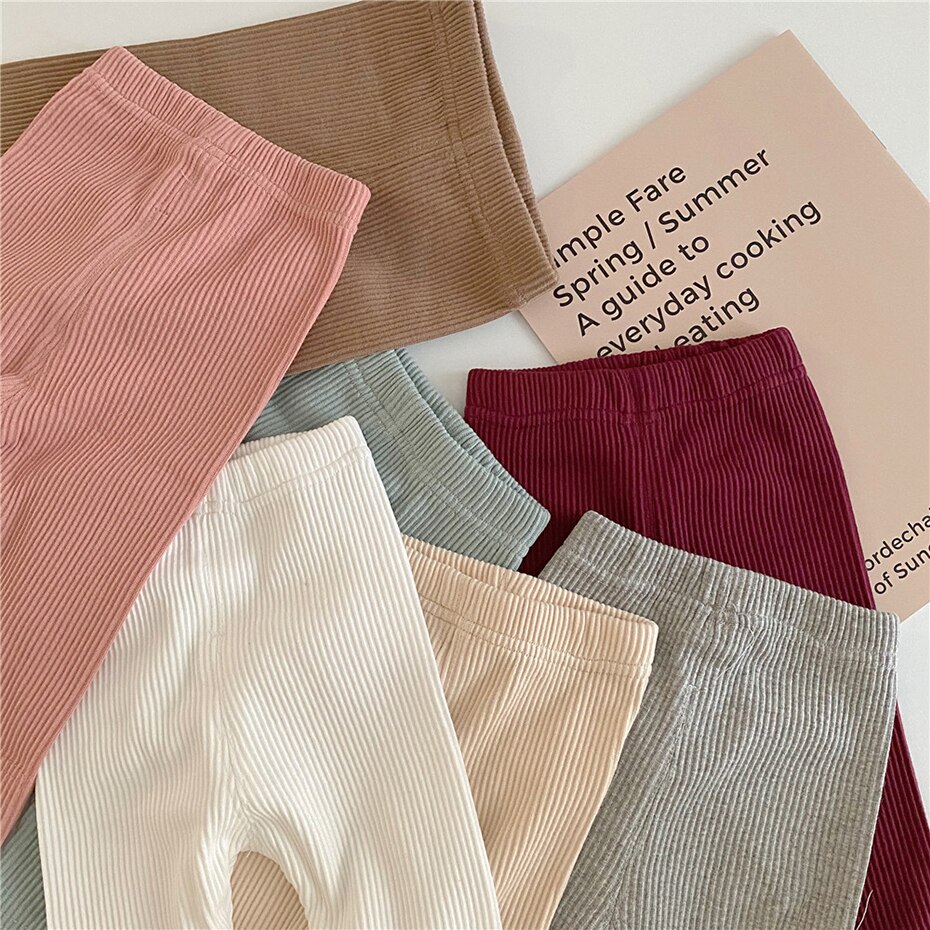 2023 Spring Baby Girl Legging Cotton Baby Boys Ribbed Leggings Striped Kids Pants Children Casual Trousers
