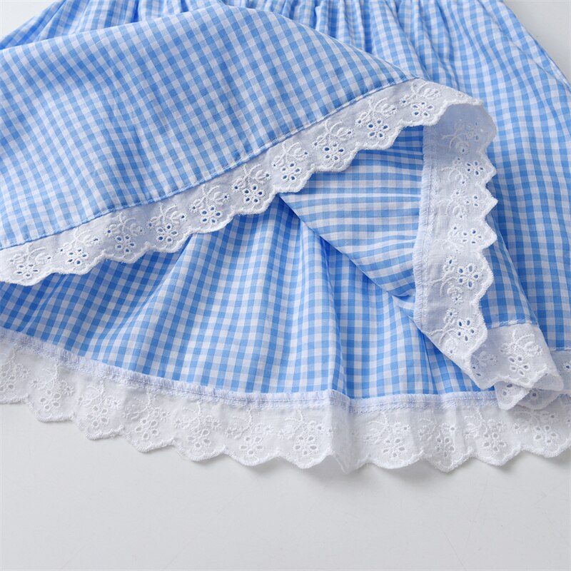 2023 Summer Children Boutique Dress Baby Girls Smocked Embroidery Dresses Flare Sleeve Peter Pan Collar Clothes Kids Vestidos