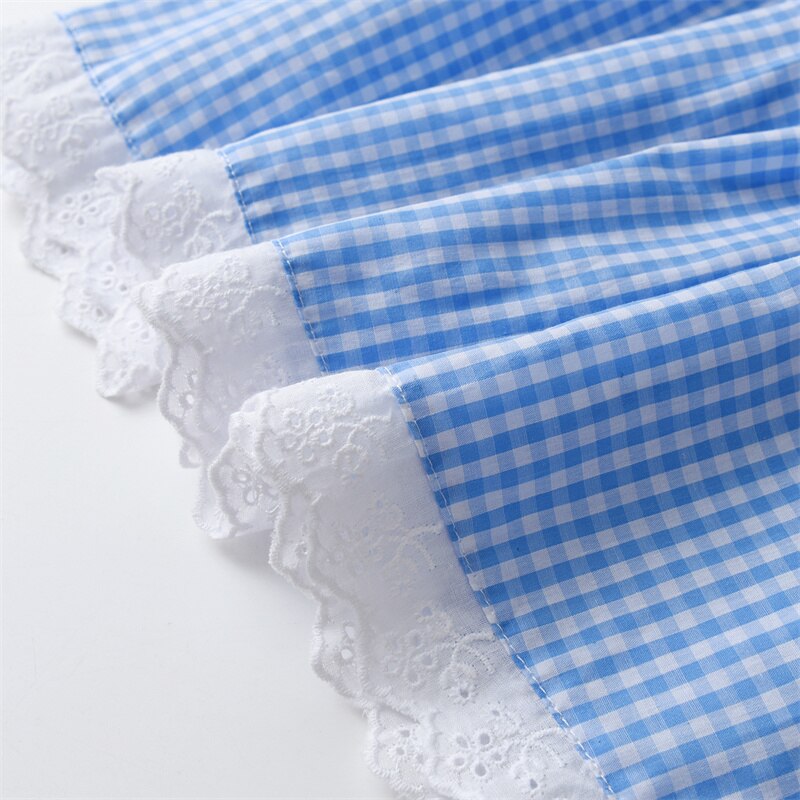 2023 Summer Children Boutique Dress Baby Girls Smocked Embroidery Dresses Flare Sleeve Peter Pan Collar Clothes Kids Vestidos