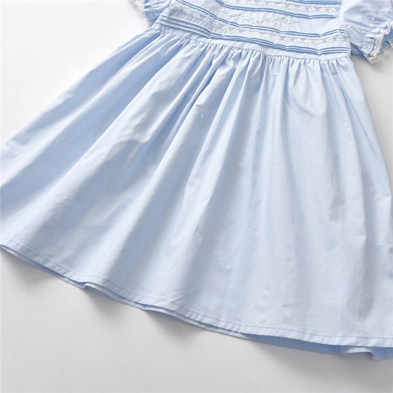 Children Spanish Dresses Hand Made Embroidered Flowers Lace Baby Girl Frock Kids Cotton White Baptism Dress Outfit Birthday Robe