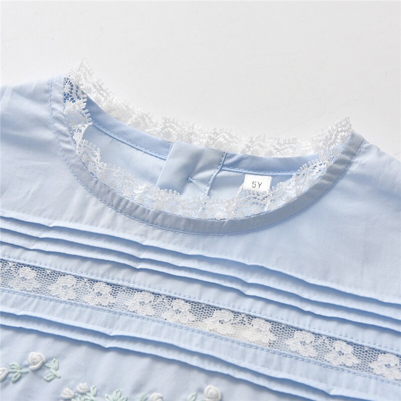 Children Spanish Dresses Hand Made Embroidered Flowers Lace Baby Girl Frock Kids Cotton White Baptism Dress Outfit Birthday Robe