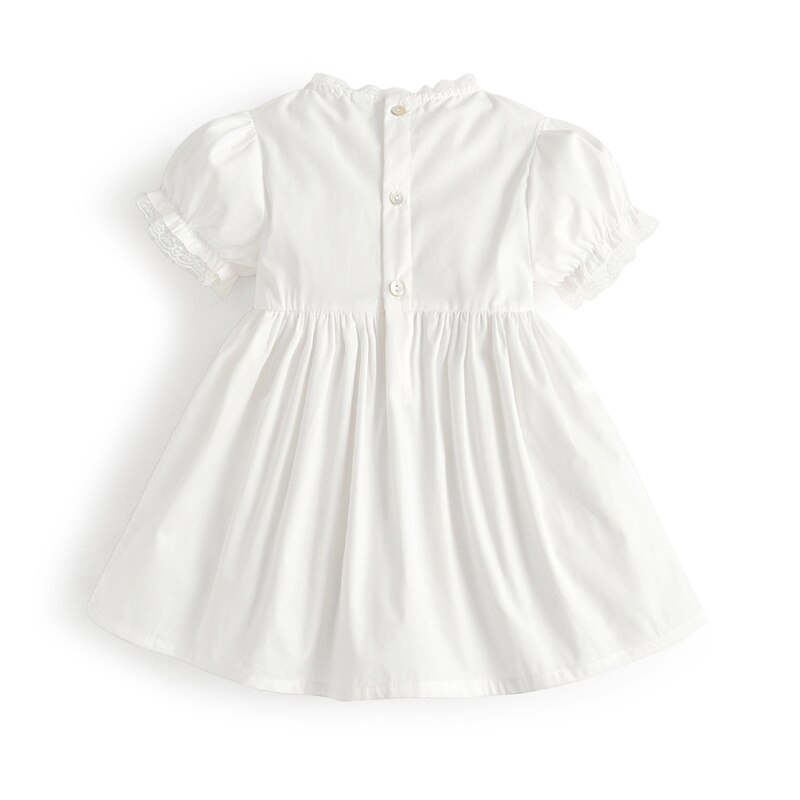 Children Spanish Dresses Hand Made Embroidered Flowers Lace Baby Girl Frock Kids Cotton White Baptism Dress Outfit Birthday Robe