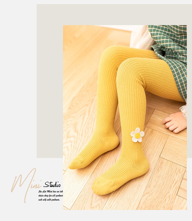 Kids Girls Cotton Tights Princess Flower Baby Girls One-Piece Pantyhose Children Spring Autumn Warm Legging Pants Lace Stocking