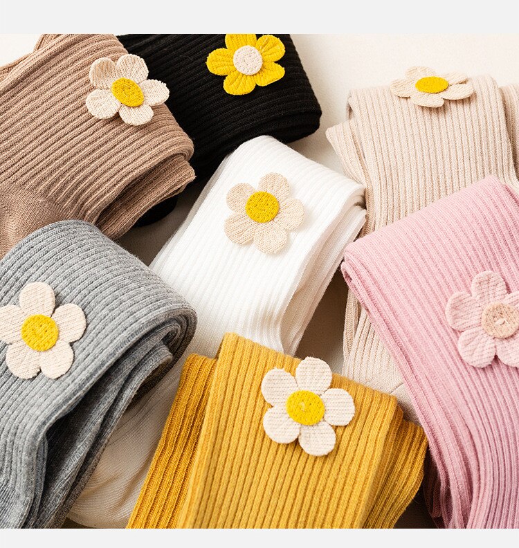 Kids Girls Cotton Tights Princess Flower Baby Girls One-Piece Pantyhose Children Spring Autumn Warm Legging Pants Lace Stocking