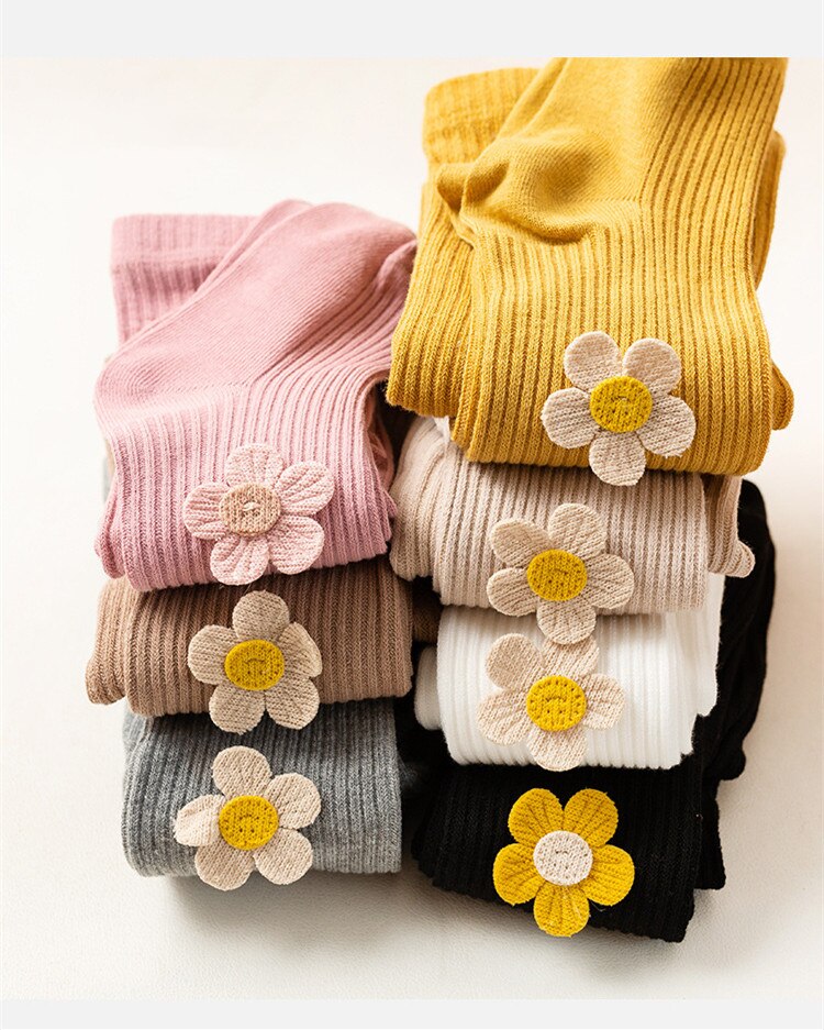 Kids Girls Cotton Tights Princess Flower Baby Girls One-Piece Pantyhose Children Spring Autumn Warm Legging Pants Lace Stocking