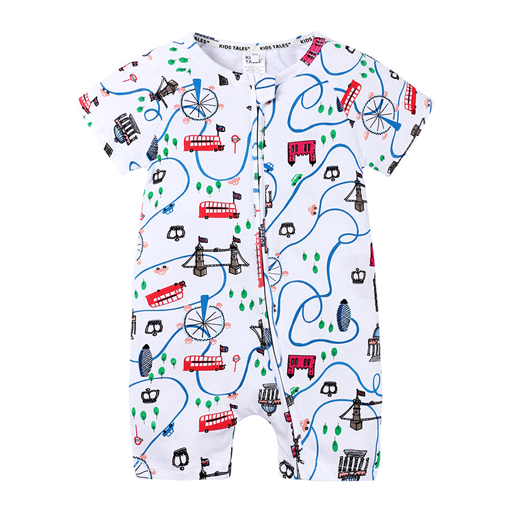 Zipper Short Seelve Baby Girls Rompers Unisex Cotton Cartoon Baby Clothes Summer Newborn Romper Toddler Costume 3-24 Months