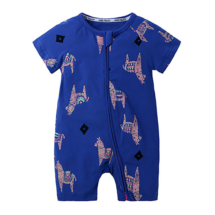Cartoon Print Baby Romper Fashion Toddler Girl Summer Clothes Cotton Zipper Short Sleeve Newborn Boys Rompers 3-24 Months