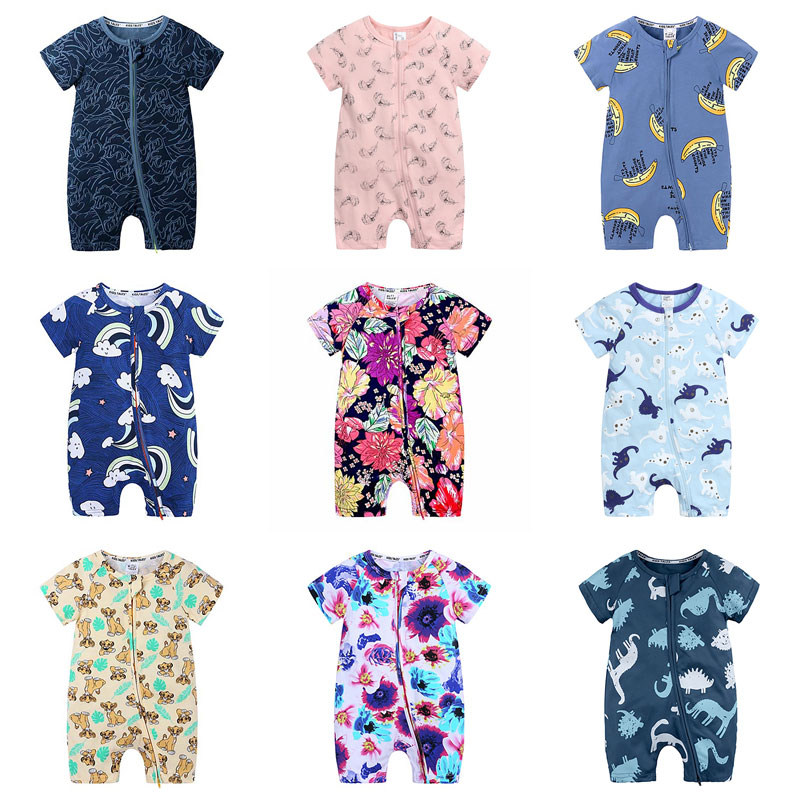 Cartoon Print Baby Romper Fashion Toddler Girl Summer Clothes Cotton Zipper Short Sleeve Newborn Boys Rompers 3-24 Months Cartoon Print Baby Romper Fashion Toddler Girl Summer Clothes Cotton Zipper Short Sleeve Newborn Boys Rompers 3-24 Months