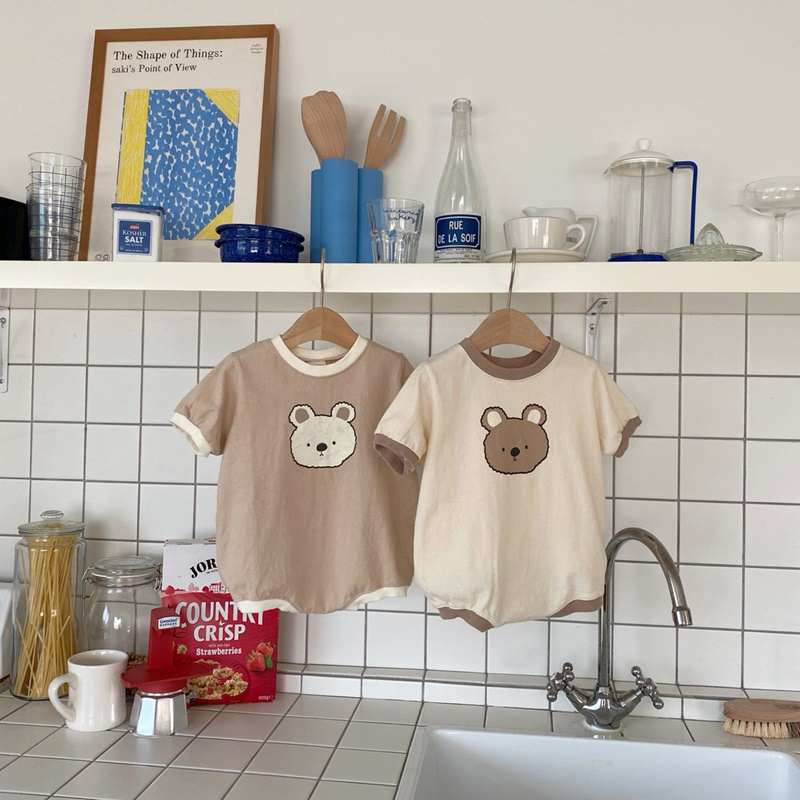 Korea 2023 Summer Newborn Baby Girl Boys Rabbit Casual T shirt Romper Bodysuits Jumpsuit Toddler Boy Clothing Cotton One-pieces