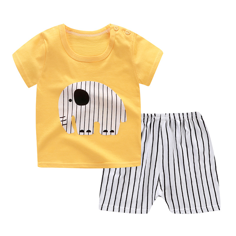 Baby Boys Girls Cartoon 100% Cotton Kids T-shirts Set Summer Newborn Infant Sports 2 Piece Set T Shirt Toddler Girl Clothes Sets