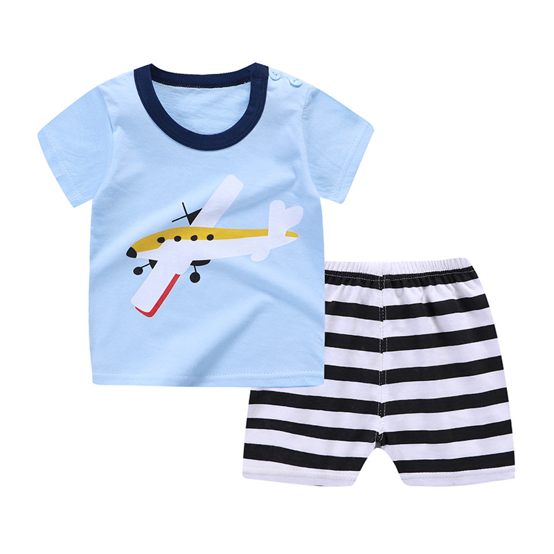 Baby Boys Girls Cartoon 100% Cotton Kids T-shirts Set Summer Newborn Infant Sports 2 Piece Set T Shirt Toddler Girl Clothes Sets