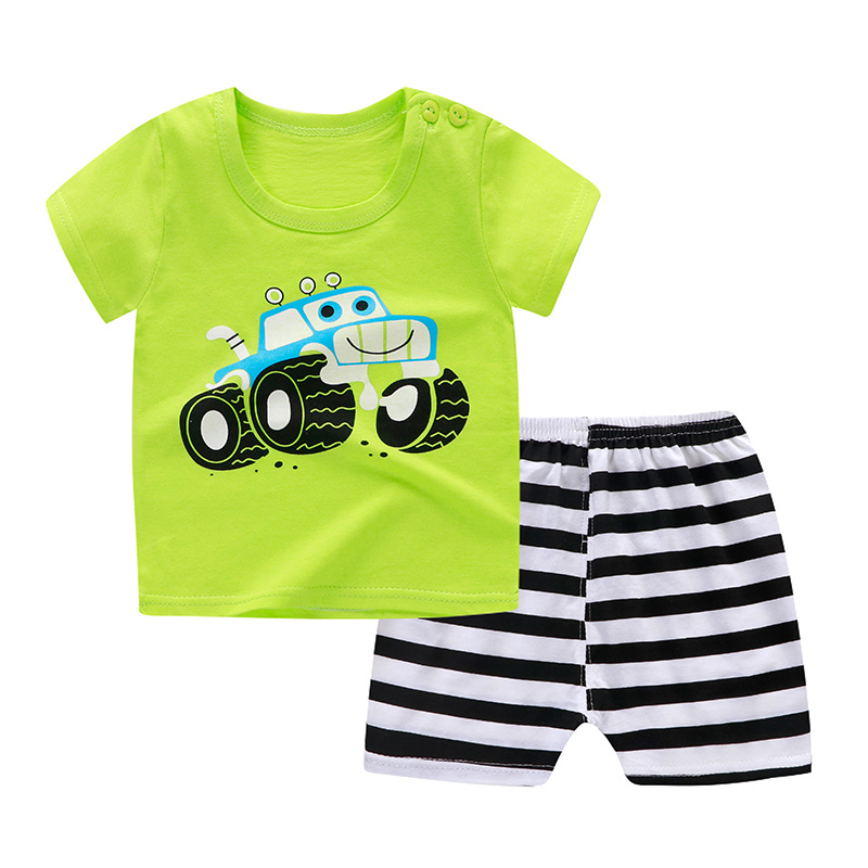 Baby Boys Girls Cartoon 100% Cotton Kids T-shirts Set Summer Newborn Infant Sports 2 Piece Set T Shirt Toddler Girl Clothes Sets