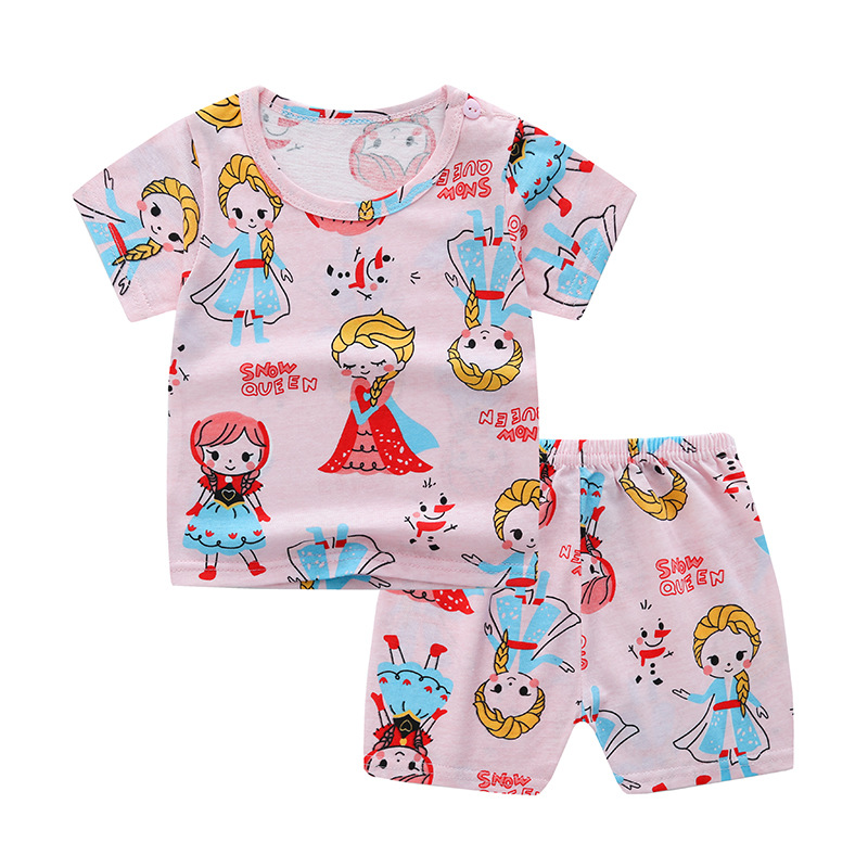 Baby Boys Girls Cartoon 100% Cotton Kids T-shirts Set Summer Newborn Infant Sports 2 Piece Set T Shirt Toddler Girl Clothes Sets