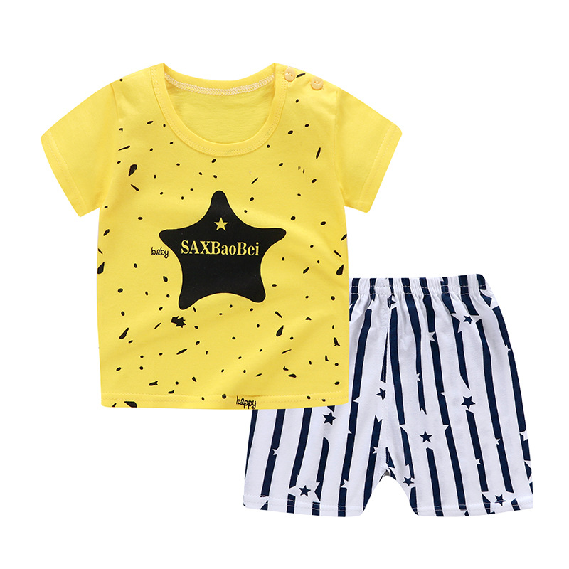 Baby Boys Girls Cartoon 100% Cotton Kids T-shirts Set Summer Newborn Infant Sports 2 Piece Set T Shirt Toddler Girl Clothes Sets