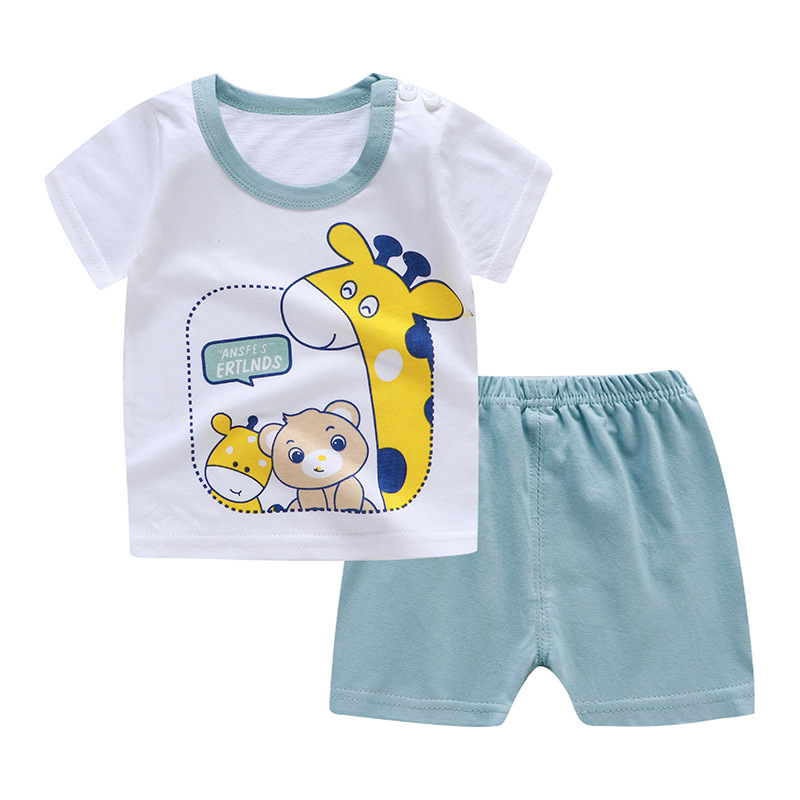 Baby Boys Girls Cartoon 100% Cotton Kids T-shirts Set Summer Newborn Infant Sports 2 Piece Set T Shirt Toddler Girl Clothes Sets