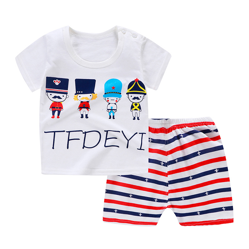 Baby Boys Girls Cartoon 100% Cotton Kids T-shirts Set Summer Newborn Infant Sports 2 Piece Set T Shirt Toddler Girl Clothes Sets