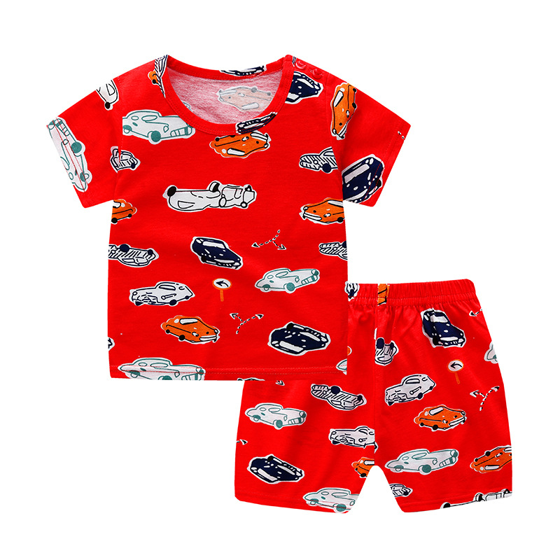 Baby Boys Girls Cartoon 100% Cotton Kids T-shirts Set Summer Newborn Infant Sports 2 Piece Set T Shirt Toddler Girl Clothes Sets