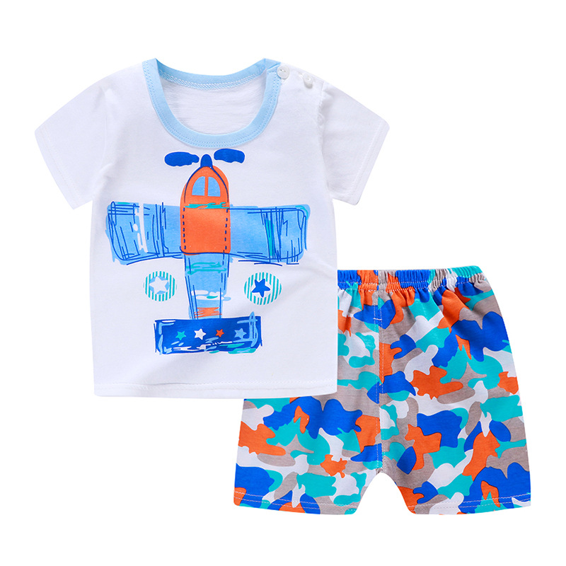 Baby Boys Girls Cartoon 100% Cotton Kids T-shirts Set Summer Newborn Infant Sports 2 Piece Set T Shirt Toddler Girl Clothes Sets