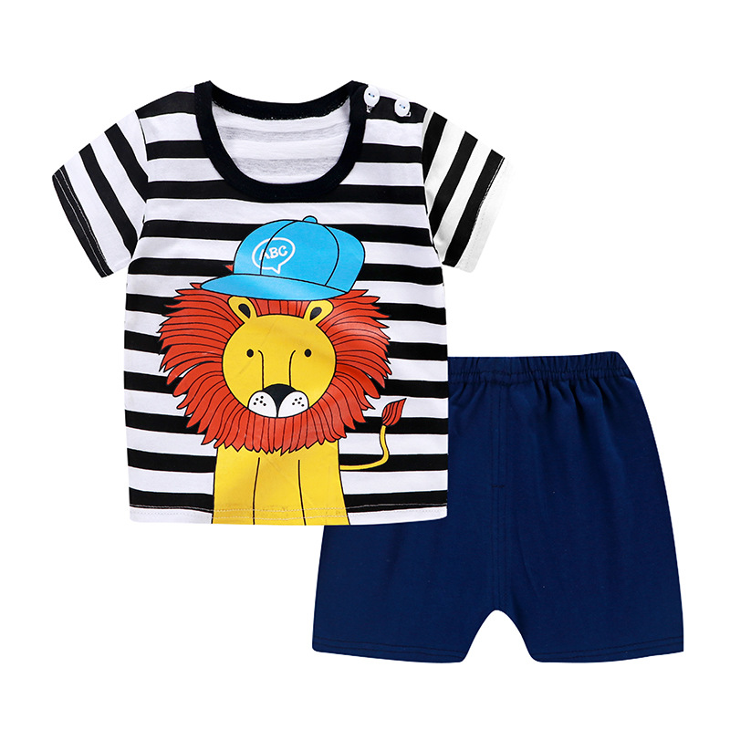 Baby Boys Girls Cartoon 100% Cotton Kids T-shirts Set Summer Newborn Infant Sports 2 Piece Set T Shirt Toddler Girl Clothes Sets