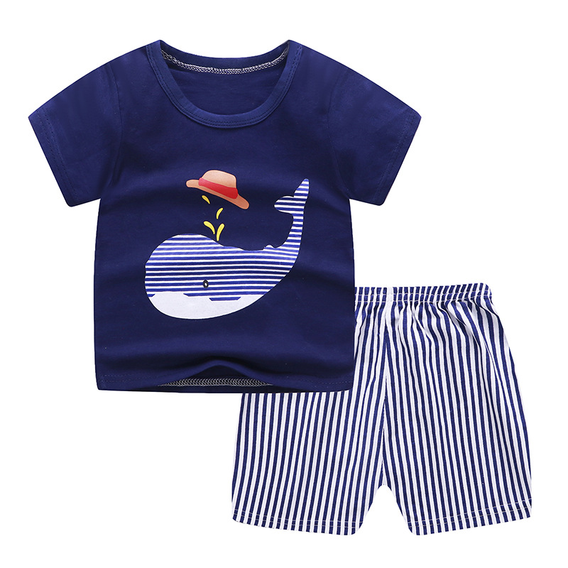 Baby Boys Girls Cartoon 100% Cotton Kids T-shirts Set Summer Newborn Infant Sports 2 Piece Set T Shirt Toddler Girl Clothes Sets