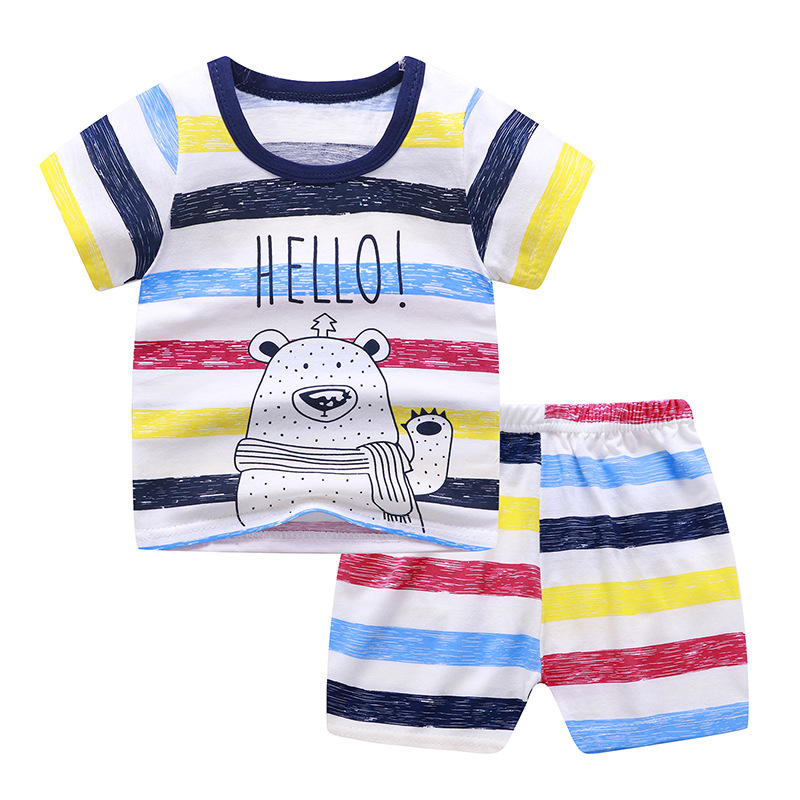 Baby Boys Girls Carton 100% Cotton T-shirts Sets Summer Newborn Short Sleeve Children T shirts+Shorts Sports 2 Pcs Sets Clothes