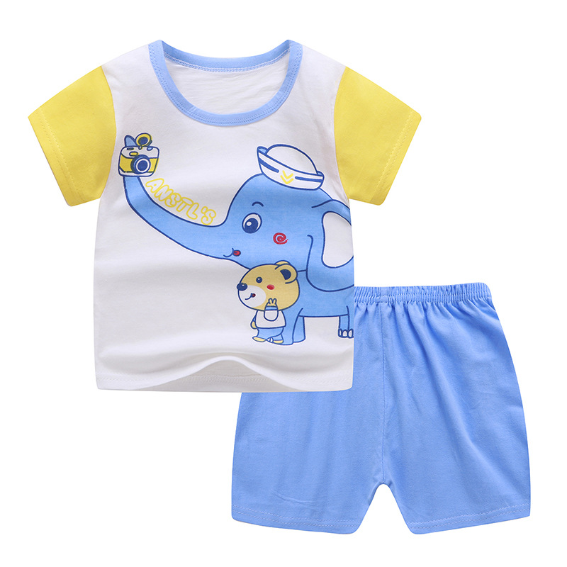 Baby Boys Girls Carton 100% Cotton T-shirts Sets Summer Newborn Short Sleeve Children T shirts+Shorts Sports 2 Pcs Sets Clothes