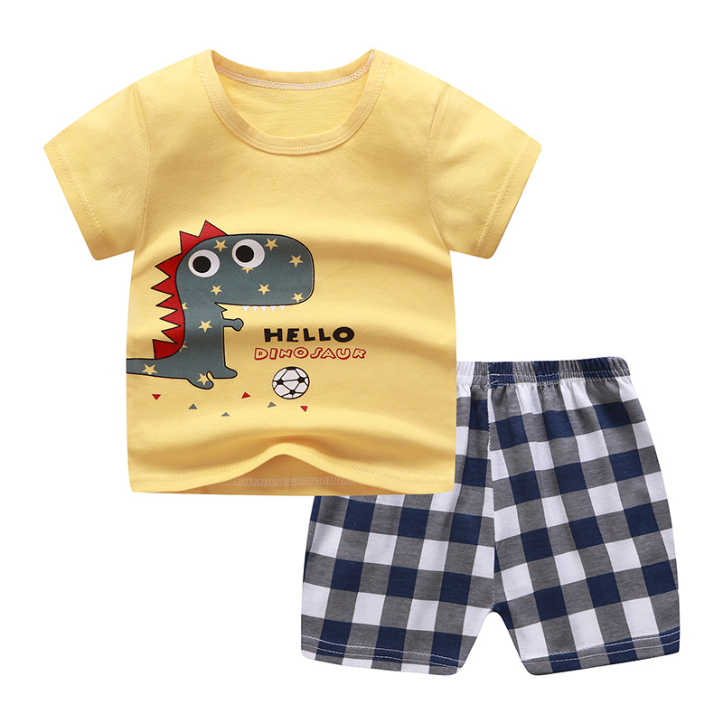 Baby Boys Girls Carton 100% Cotton T-shirts Sets Summer Newborn Short Sleeve Children T shirts+Shorts Sports 2 Pcs Sets Clothes