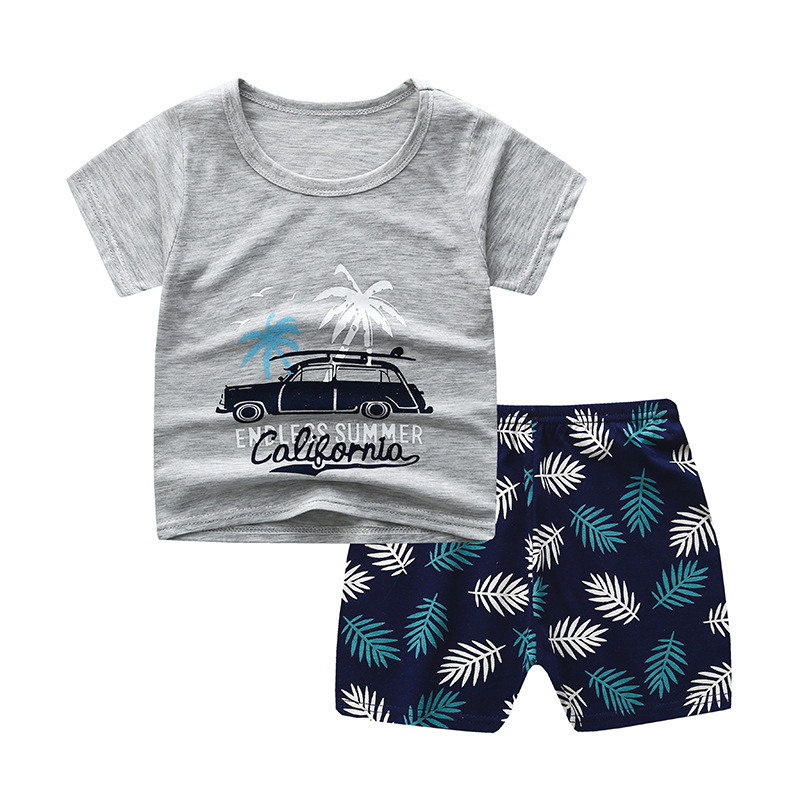 Baby Boys Girls Carton 100% Cotton T-shirts Sets Summer Newborn Short Sleeve Children T shirts+Shorts Sports 2 Pcs Sets Clothes
