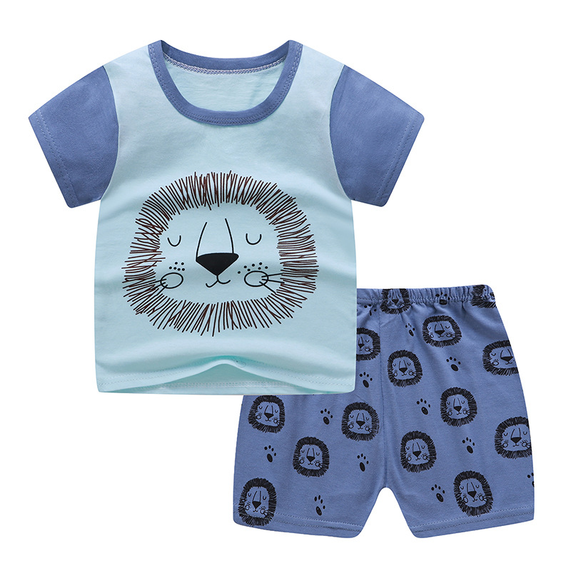Newborn Baby Boys Girls Cartoon 100% Cotton Kids T-shirts Sets Summer Infant Short Sleeve Children Tracksuit Sports Clothes Sets