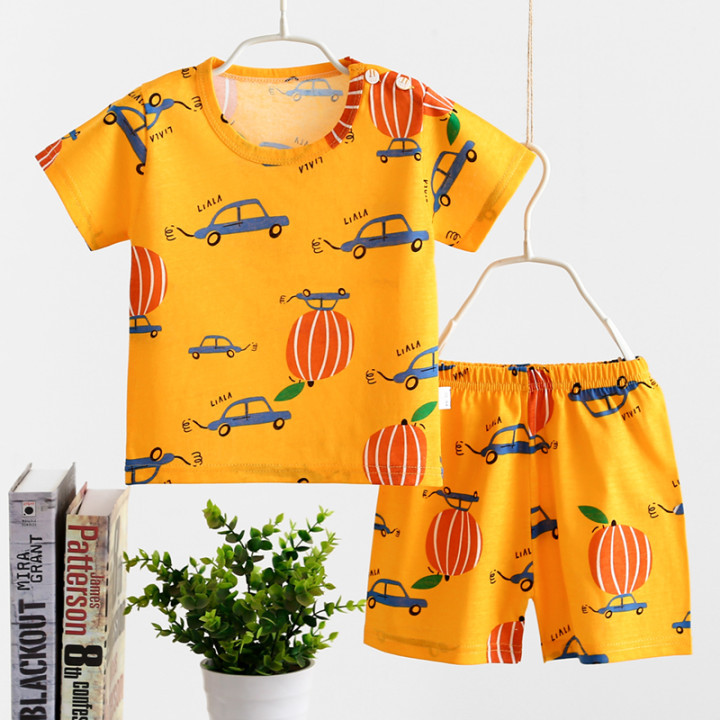 Newborn Baby Boys Girls Cartoon 100% Cotton Kids T-shirts Sets Summer Infant Short Sleeve Children Tracksuit Sports Clothes Sets