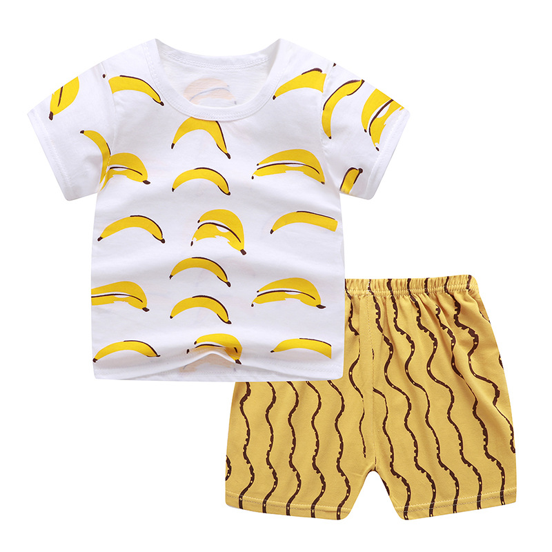 Newborn Baby Boys Girls Cartoon 100% Cotton Kids T-shirts Sets Summer Infant Short Sleeve Children Tracksuit Sports Clothes Sets