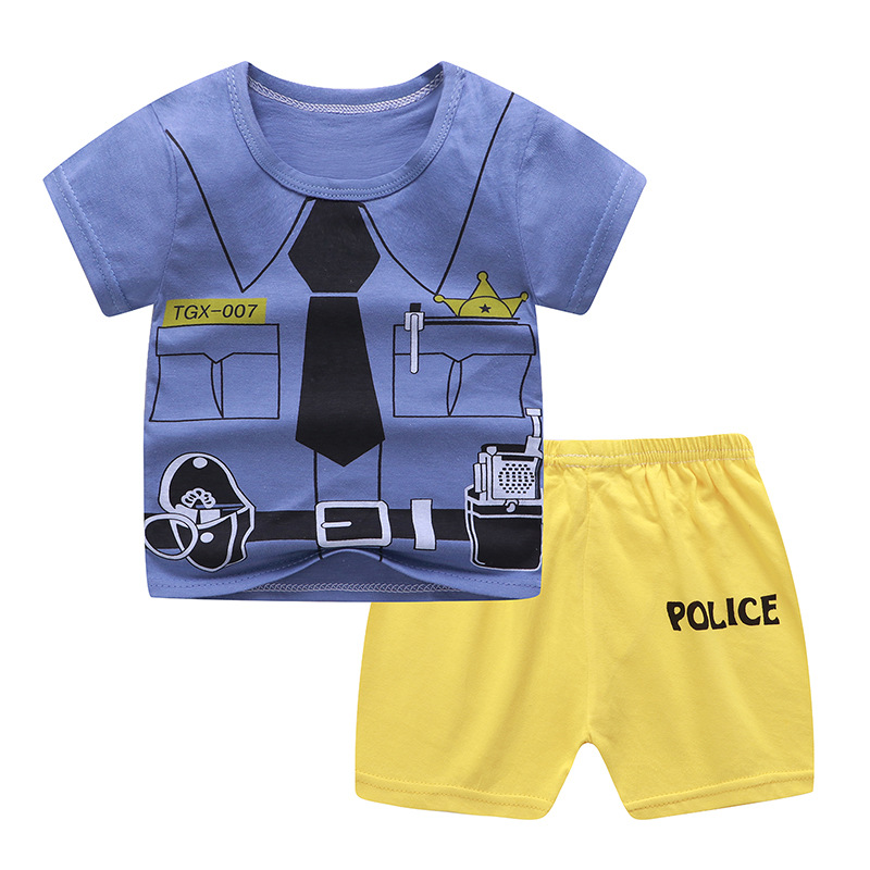 Newborn Baby Boys Girls Cartoon 100% Cotton Kids T-shirts Sets Summer Infant Short Sleeve Children Tracksuit Sports Clothes Sets